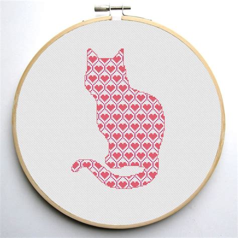 Cross Stitch Pattern Cat Silhouette 2 Geometric Cats Etsy