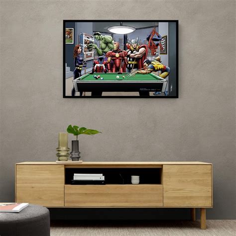 Afterhours Marvel Superheroes Relax Playing Pool Wall Art