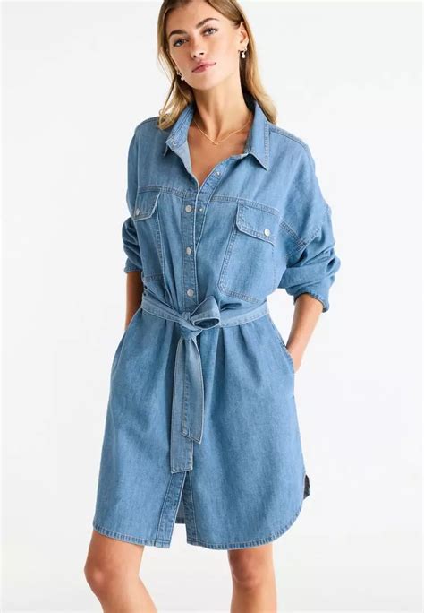 Buy NEXT Belted Denim Shirt Dress Online ZALORA Malaysia