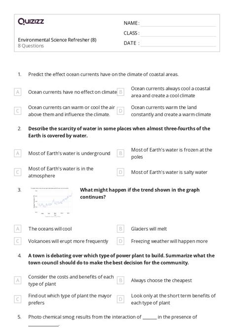 50 Environmental Science Worksheets For 8th Grade On Quizizz Free