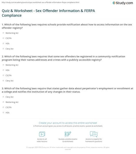 Quiz And Worksheet Sex Offender Information And Ferpa Compliance