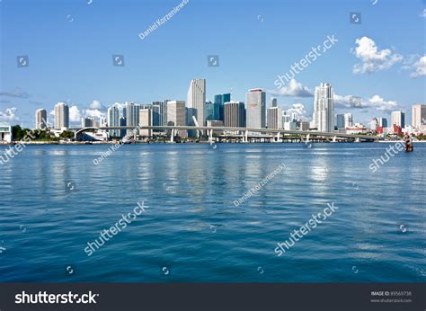 Miami Downtown Skyline Daytime Biscayne Bay Stock Photo 89569738 ...