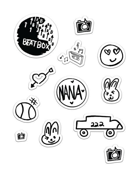 Various Stickers Are Shown In Black And White Including One With The