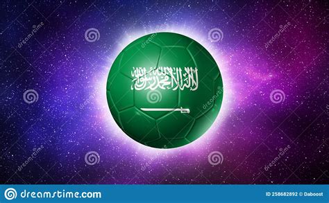 Soccer Football Ball With Saudi Arabia Flag Space Background