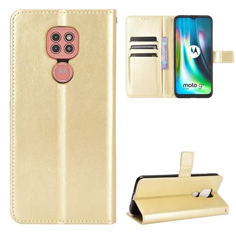 Goud Bookcase Hoesje Motorola Moto E7 Plus Telefoonhoesjestore Nl