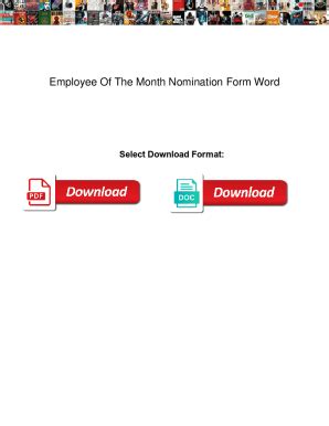 Fillable Online Employee Of The Month Nomination Form Word Employee Of