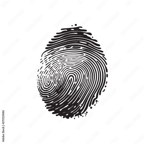 Fingerprint Icon Finger Print Identity Symbol Grunge Thumbprint Sign