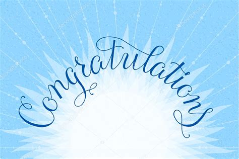 Congratulations lettering illustration hand written design on a lite-blue background Stock ...