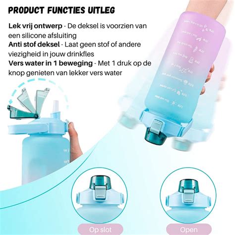 Drinkfles Waterfles Met Rietje Waterfles Liter Waterfles