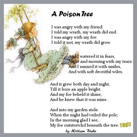 A Poison Tree Poison Tree I Am Angry Wrath