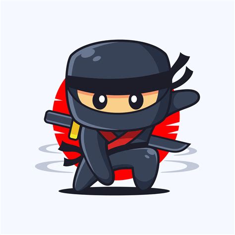 Ninja Cartoon Character Landing Pose 8629736 Vector Art at Vecteezy