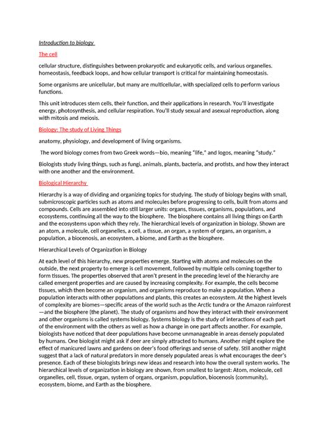 Intro To Bio Notes Introduction To Biology The Cell Cellular