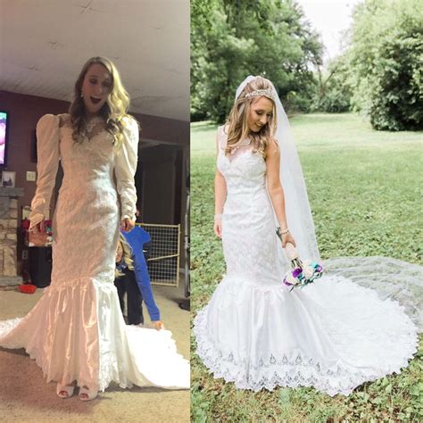 Brides share stunning transformations of their moms wedding dresses