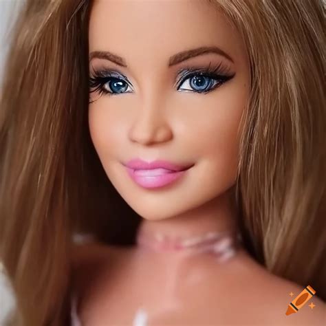 Realistic Barbie Portrait With Natural Features And Happy Expression On