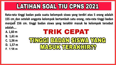 LATIHAN PEMBAHASAN SOAL TIU CPNS 2021 NILAI RATA RATA YouTube