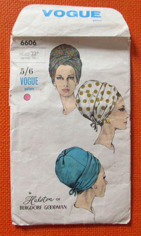 Vintage 1960s Vogue Turban Sewing Pattern By Halston