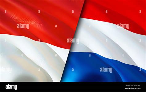 Indonesia and Netherlands flags. 3D Waving flag design. Indonesia ...