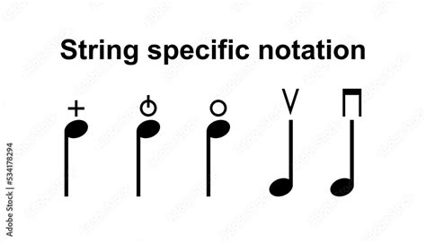 Bowed Strings Specific Notation Symbols Vector Black Color Isolated On