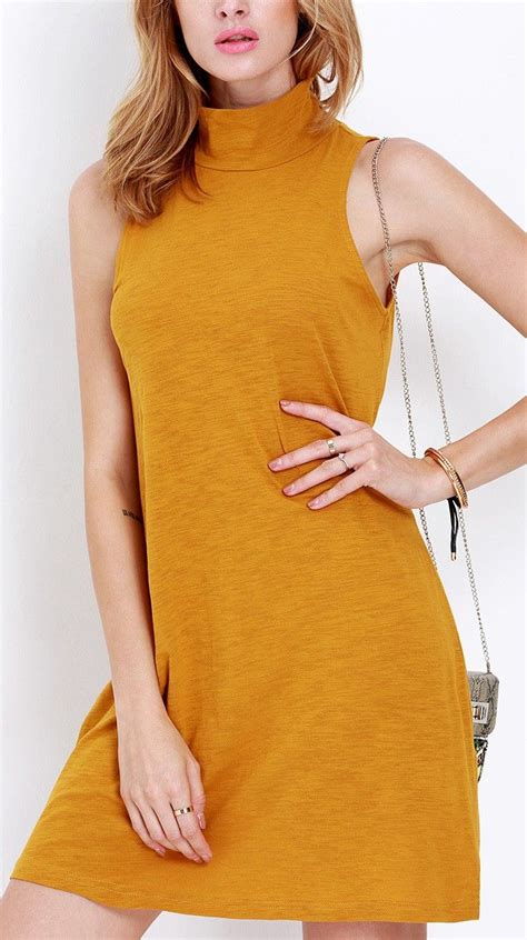 perfect dress  fall yellow sleeveless mini dress  day