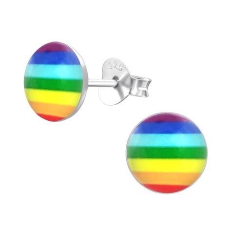 Regenbogen Ohrringe Ohrstecker Sterling Silber