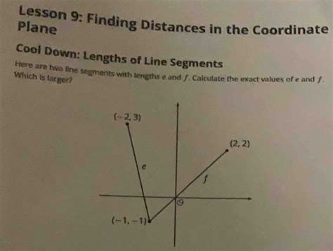 Solved Lesson 9 Finding Distances In The Coordinate Plane Cool Down Lengths Of Line Segments