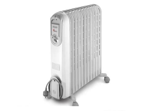 V551225 Delonghi Oil Radiator Heater 12 Fins 2500W White Radio TV Centre