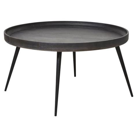 Table Basse ALTOBUY Kali Ronde Manguier Teinté Gris Foncé