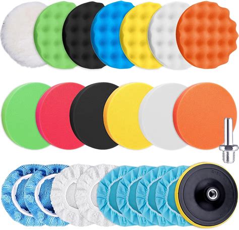 Siquk 23 Pieces Polishing Pads Kit 6 Inch Buffing Pads Car Foam