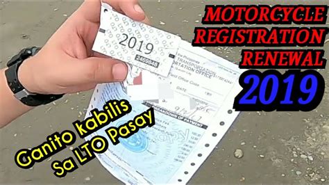 Motorcycle Registration Renewal Mabilis Lang Sa LTO Pasay YouTube