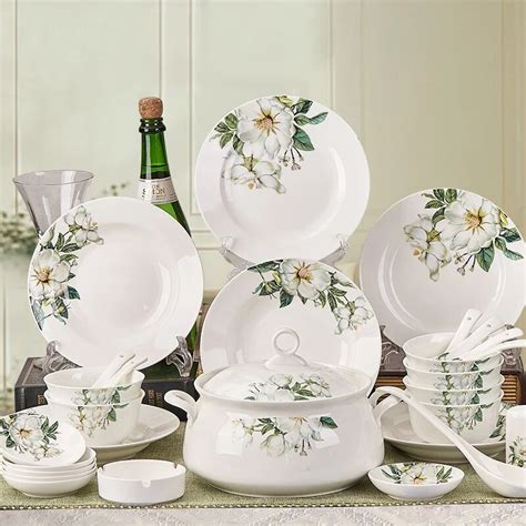 Ceramic Dinnerware Sets Camellia Cutlery Set Chinese Tableware 100 In