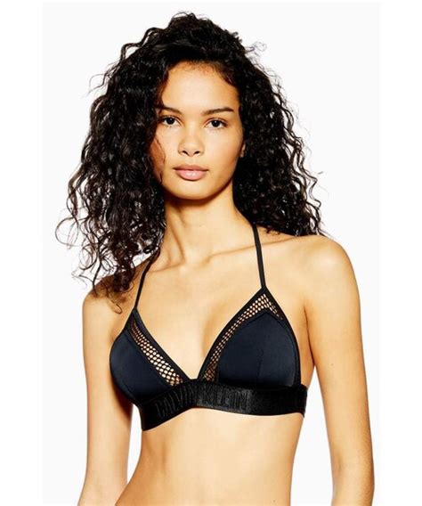 Calvin Klein Mesh Tie Back Triangle Bikini Top By Calvin