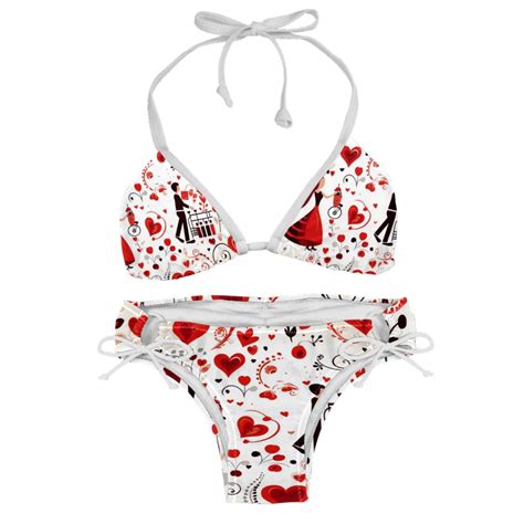 Valentine S Day Love Detachable Sponge Adjustable Strap Bikini Set