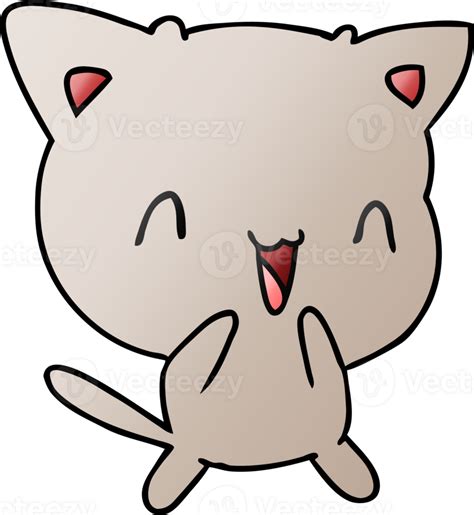 Mano Dibujado Degradado Dibujos Animados De Linda Kawaii Gato 45097532 Png