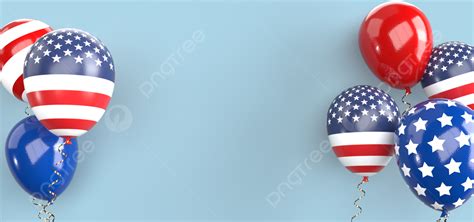 American Independence Day Panoramic Horizontal Banner With Balloons 4th