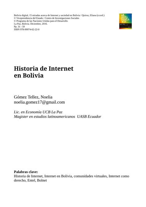 Pdf Historia De Internet En Boliviainternetbolivia Org Wp Content