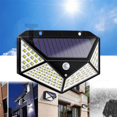 Luminaria Parede Solar 100 Leds Bateria Luz Balizador Jardim Shopee