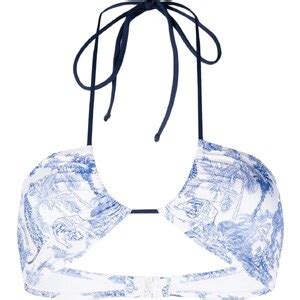 Mc Saint Barth Top Bikini Dhalia Con Stampa Blu Stileo It