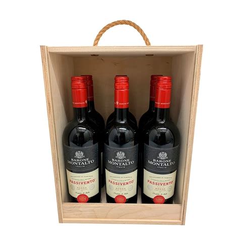 Caja De Madera Para 6 Botellas De Vino Con Asa De Transporte