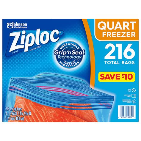 Ziploc Quart Bags Dimensions