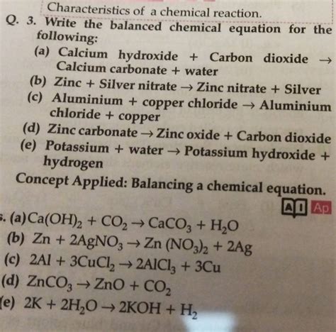 Characteristics Of A Chemical Reaction Q 3 Write The Balanced Chemical