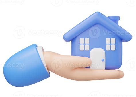 3d Hand Holding House Icon Toy Home In Hand Float Isolated On