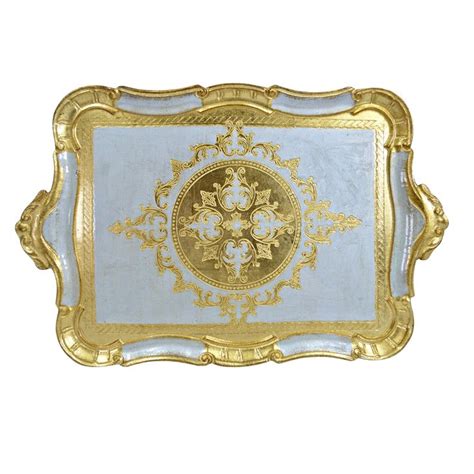 florentine carved wood tray rectangle  scalloped design italian