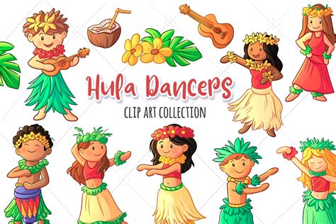 Hula Dancers Clip Art Collection By Keepin It Kawaii TheHungryJPEG