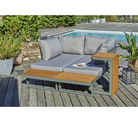 Salon De Jardin Places En Bois D Acacia Et Aluminium Kaki Tokyo