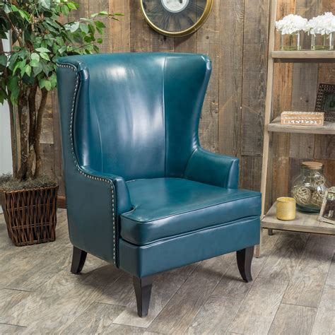 Jameson Tall Wingback Teal Blue Leather Club Chair Posted By