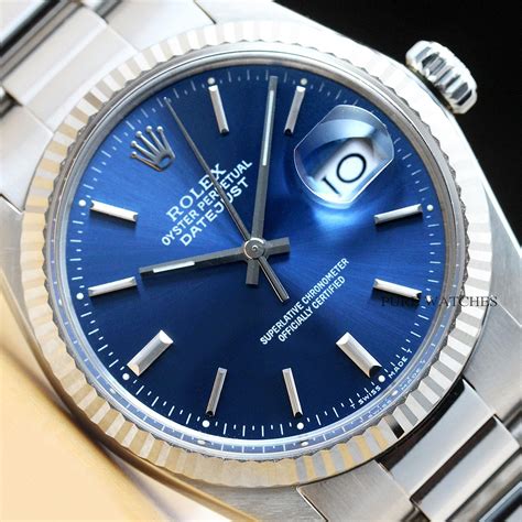 Rolex Mens Datejust Quickset K White Gold Stainless Steel Blue Dial