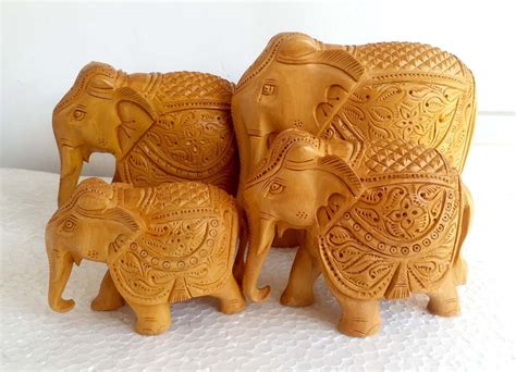 Brown Shrinath Art Gallery Wooden Carving Elephant Set At Best Price In