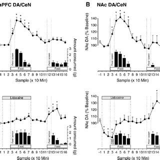 Effect Of Reversible Inactivation Of The BLA On DA Efflux Line Graphs