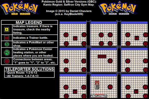 Pokemon Gold Version Saffron City Gym Map Map for Game Boy Color by ...