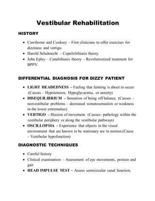 Vestibular rehabilitation | PDF